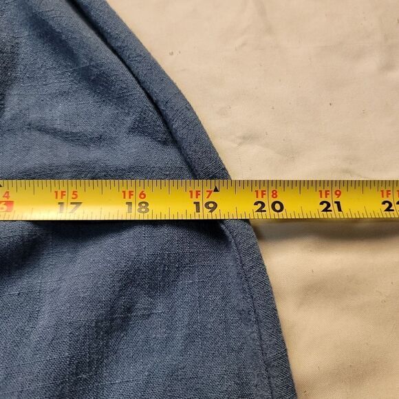 Chic Paper Crane blue A-line skirt - midi length, button down, tie belt, size: L - Picture 10 of 10